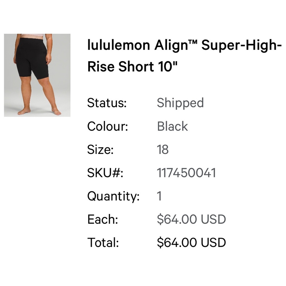 Lululemon size 18 Align super-high-rise shirt 10” black